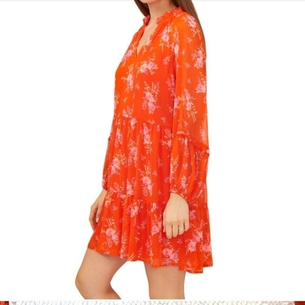 Vince Camuto Orange Pink Floral Party Dress, NWT - Picture 3 of 4